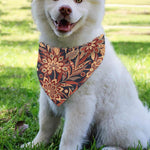 Brown Floral Bohemian Pattern Print Over The Collar Dog Bandana