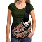 Brown Floral Bohemian Pattern Print Pet Sling Carrier