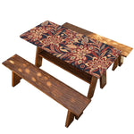 Brown Floral Bohemian Pattern Print Picnic Table Cover