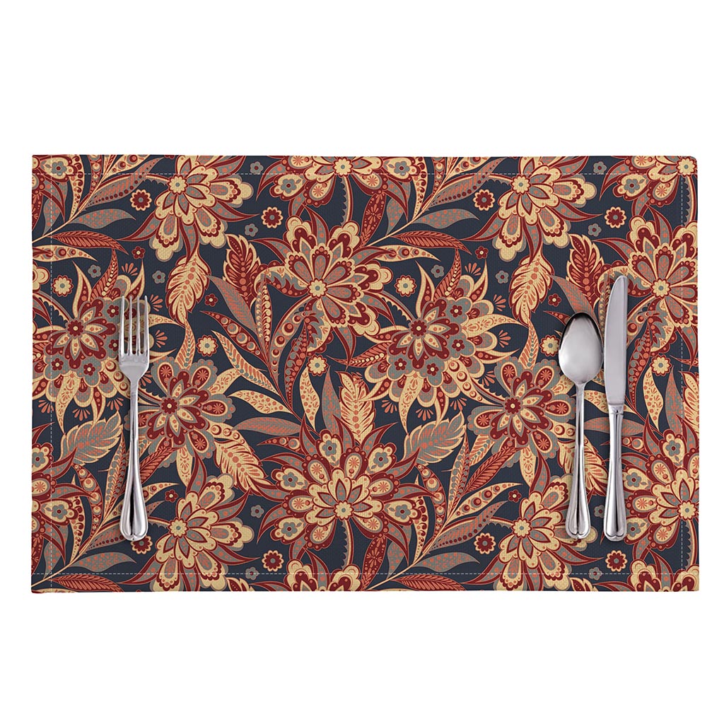 Brown Floral Bohemian Pattern Print Placemat