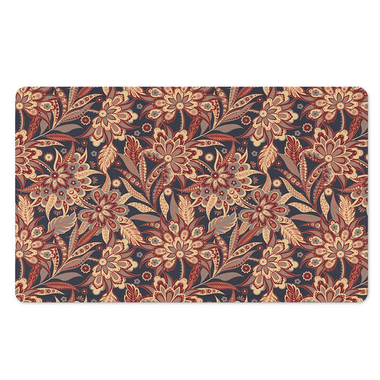 Brown Floral Bohemian Pattern Print Polyester Doormat
