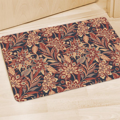 Brown Floral Bohemian Pattern Print Polyester Doormat
