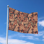 Brown Floral Bohemian Pattern Print Polyester Flag