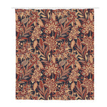 Brown Floral Bohemian Pattern Print Polyester Shower Curtain