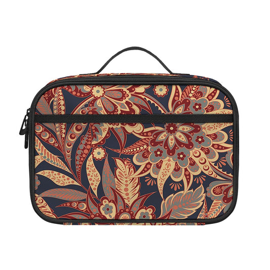 Brown Floral Bohemian Pattern Print Portable Lunch Bag
