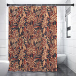 Brown Floral Bohemian Pattern Print Premium Shower Curtain