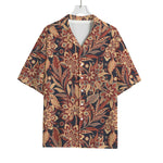 Brown Floral Bohemian Pattern Print Rayon Hawaiian Shirt