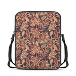 Brown Floral Bohemian Pattern Print Rectangular Crossbody Bag