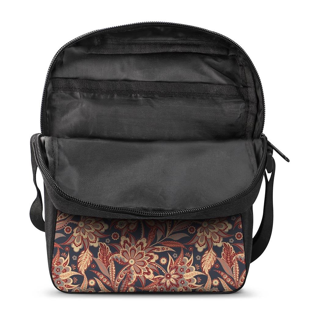 Brown Floral Bohemian Pattern Print Rectangular Crossbody Bag