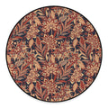 Brown Floral Bohemian Pattern Print Round Floor Mat