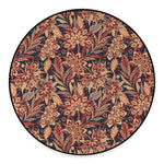 Brown Floral Bohemian Pattern Print Round Floor Mat