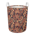 Brown Floral Bohemian Pattern Print Round Laundry Basket