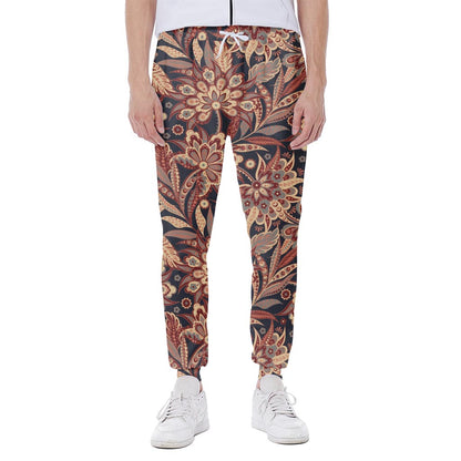 Brown Floral Bohemian Pattern Print Scuba Joggers