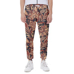 Brown Floral Bohemian Pattern Print Scuba Joggers