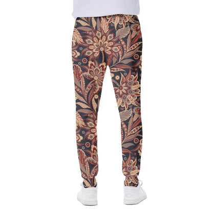 Brown Floral Bohemian Pattern Print Scuba Joggers