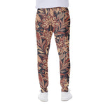 Brown Floral Bohemian Pattern Print Scuba Joggers