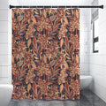 Brown Floral Bohemian Pattern Print Shower Curtain