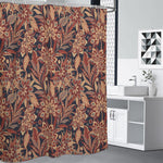 Brown Floral Bohemian Pattern Print Shower Curtain