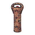 Brown Floral Bohemian Pattern Print Single Neoprene Wine Tote