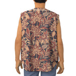 Brown Floral Bohemian Pattern Print Sleeveless Baseball Jersey