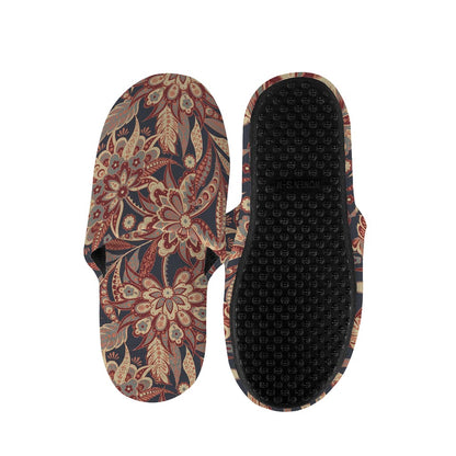 Brown Floral Bohemian Pattern Print Slippers