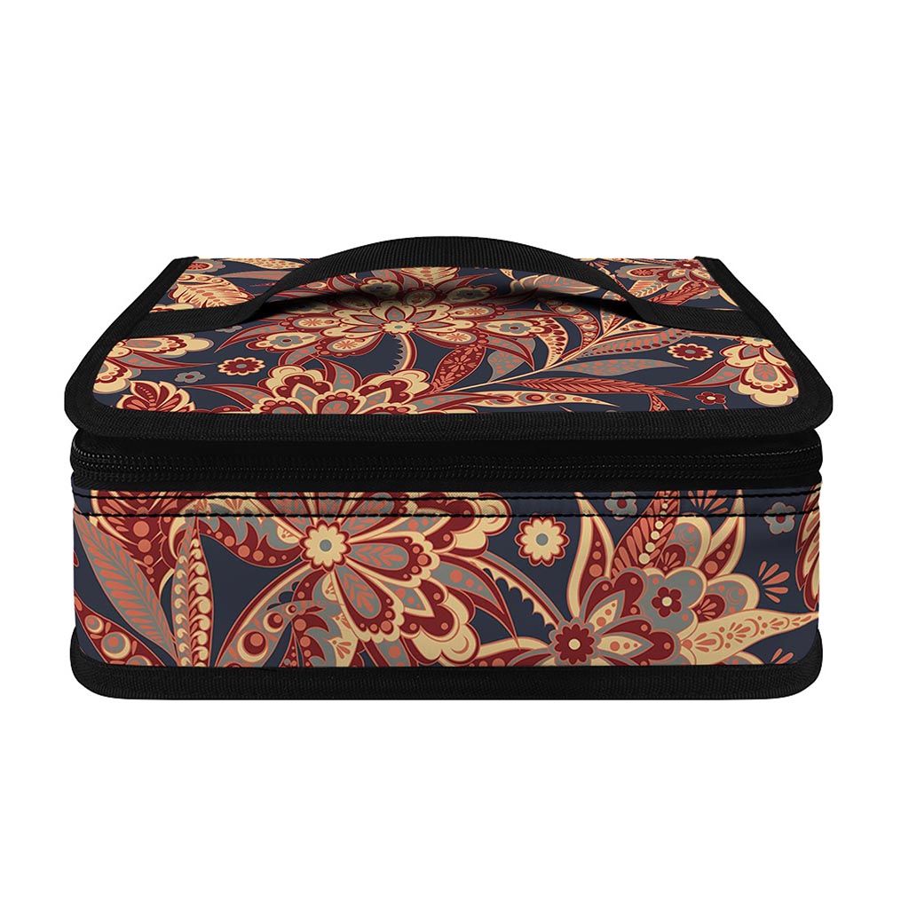 Brown Floral Bohemian Pattern Print Small Lunch Bag