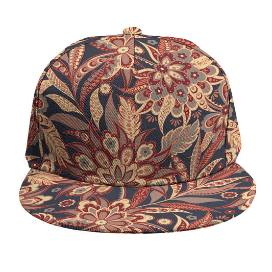Brown Floral Bohemian Pattern Print Snapback Cap