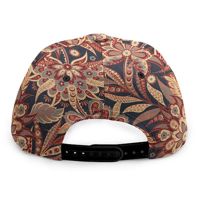 Brown Floral Bohemian Pattern Print Snapback Cap