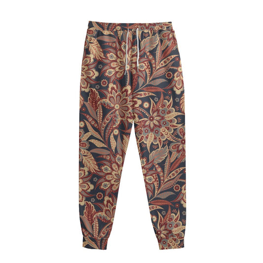 Brown Floral Bohemian Pattern Print Sweatpants