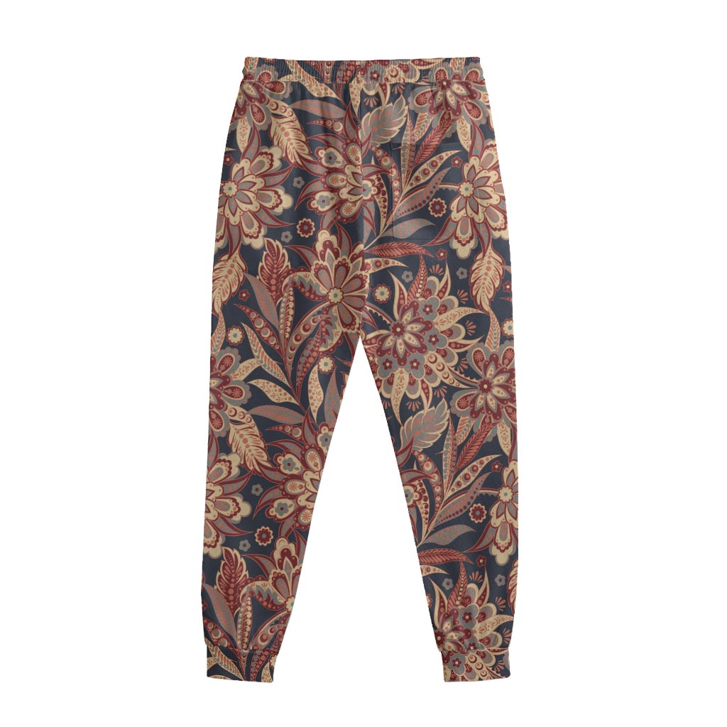 Brown Floral Bohemian Pattern Print Sweatpants