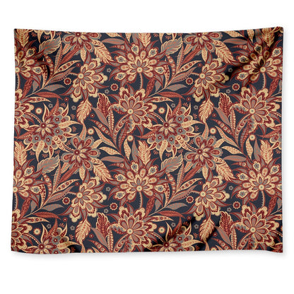 Brown Floral Bohemian Pattern Print Tapestry