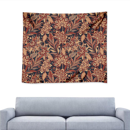 Brown Floral Bohemian Pattern Print Tapestry