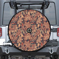 Brown Floral Bohemian Pattern Print Tire Cover With Camera Hole