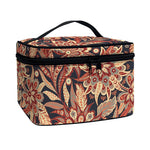 Brown Floral Bohemian Pattern Print Travel Makeup Bag