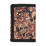 Brown Floral Bohemian Pattern Print Trifold Wallet