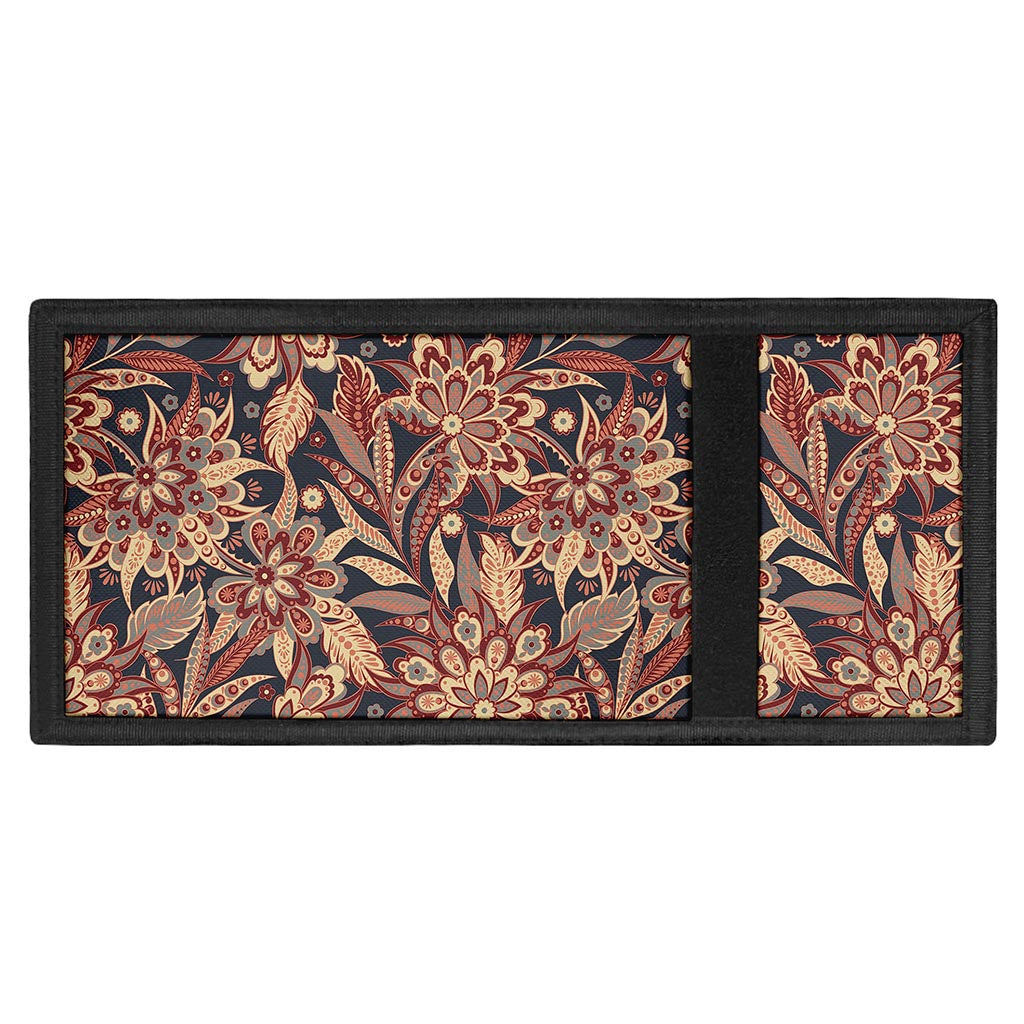 Brown Floral Bohemian Pattern Print Trifold Wallet