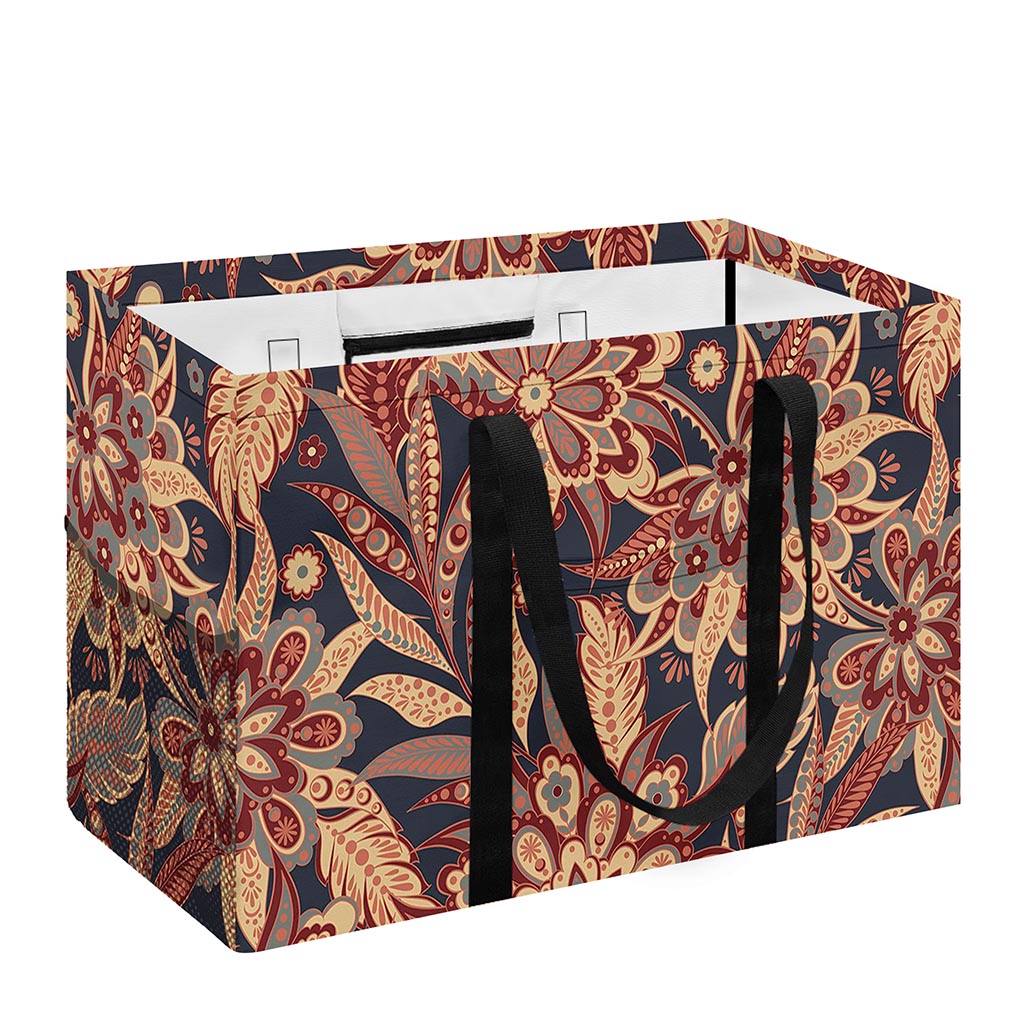 Brown Floral Bohemian Pattern Print Utility Tote Bag
