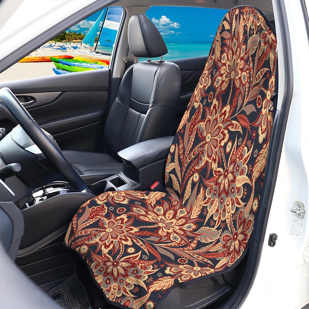 Brown Floral Bohemian Pattern Print Waterproof Car Seat Cover