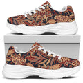 Brown Floral Bohemian Pattern Print White Chunky Shoes