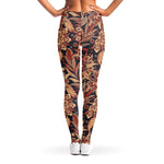 Brown Floral Bohemian Pattern Print Women's Leggings