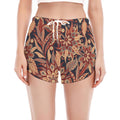 Brown Floral Bohemian Pattern Print Women's Split Running Shorts