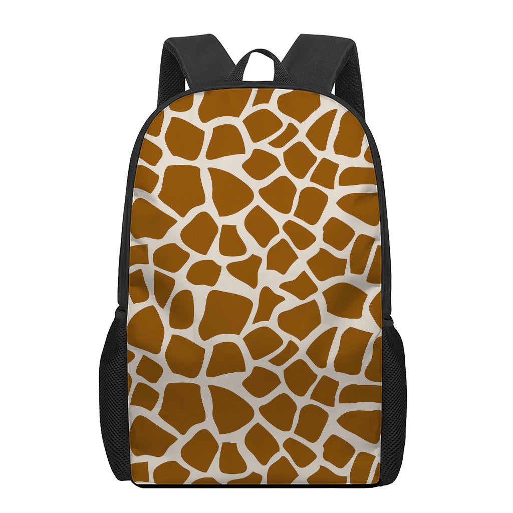 Brown Giraffe Pattern Print 17 Inch Backpack