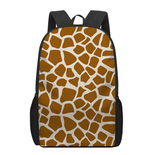 Brown Giraffe Pattern Print 17 Inch Backpack