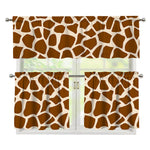 Brown Giraffe Pattern Print 3 Piece Kitchen Curtains