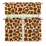 Brown Giraffe Pattern Print 3 Piece Kitchen Curtains