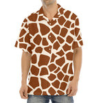 Brown Giraffe Pattern Print Aloha Shirt