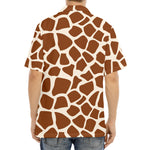 Brown Giraffe Pattern Print Aloha Shirt