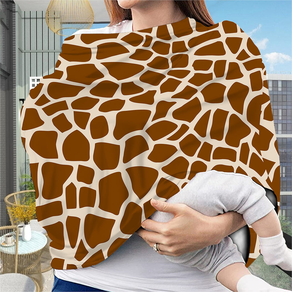 Brown Giraffe Pattern Print Baby Seat Cover