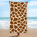 Brown Giraffe Pattern Print Beach Towel