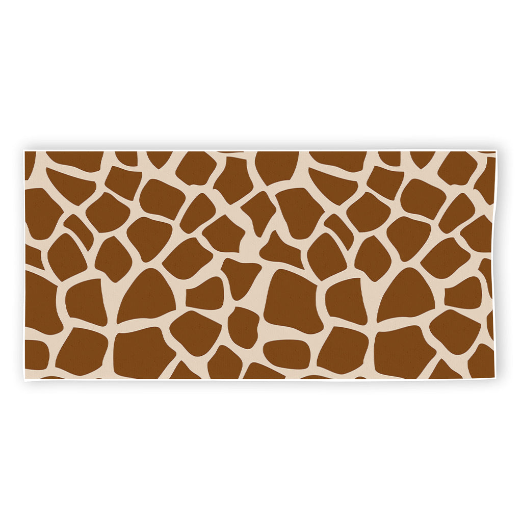 Brown Giraffe Pattern Print Beach Towel